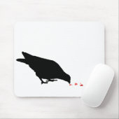 Pickreihenfolge. Schwarzer Vogel & rote Herzen. Mousepad (Mit Mouse)
