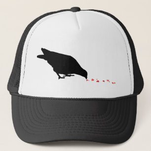 Pickreihenfolge. Schwarzer Vogel & rote Herzen. Truckerkappe