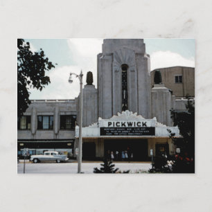 Pickwick Movie Theatre Park Ridge Aquarell-Kunst Postkarte