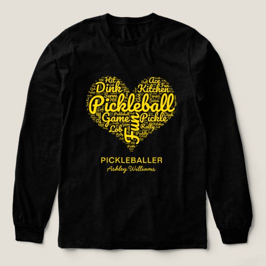 Picleball Player Personalisiert Name Word Art Hear Tri-Blend Shirt (Design Vorderseite)