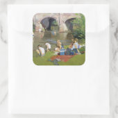 Picnic am Fluss Withypool Quadratischer Aufkleber (Tasche)