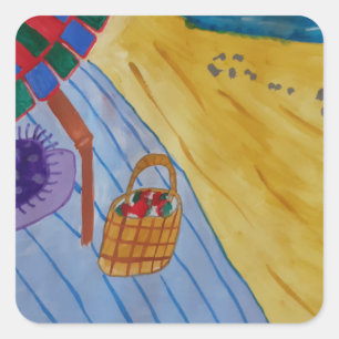 Picnic am Strand Quadratischer Aufkleber