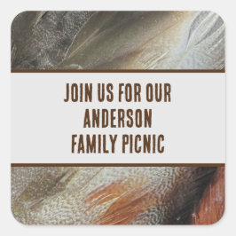 Picnic Announcement Nature Feather Family Wiederse Quadratischer Aufkleber