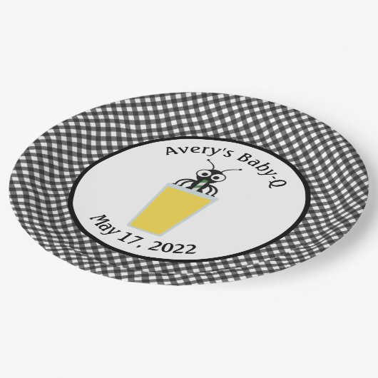 Picnic Ant Lemonade Black Gingham Paper Tellers Pappteller (Schrägansicht)