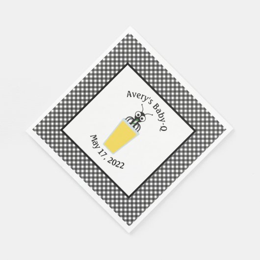 Picnic Ant Lemonade Black Gingham Serviette (Ecke)