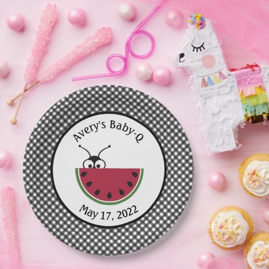 Picnic Ant Watermelon Black Gingham Pappteller (Party)