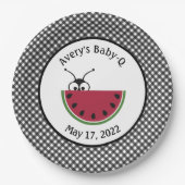 Picnic Ant Watermelon Black Gingham Pappteller (Vorderseite)