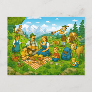 Picnic auf der Alp-Wiese Feiertagspostkarte