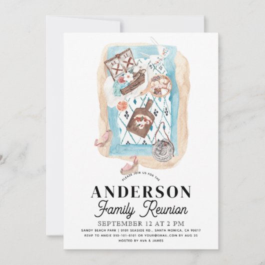 Picnic auf der Beach Family Wiedersehen Einladung (Vorderseite)