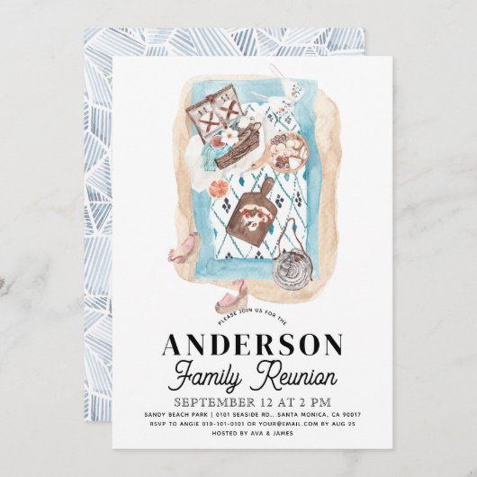 Picnic auf der Beach Family Wiedersehen Einladung (Vorne/Hinten)