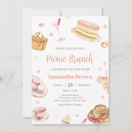 Picnic Baby Brunch Kinderdusche Einladung (Vorderseite)