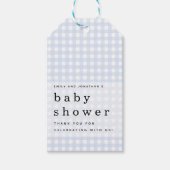 Picnic Baby Shower Names Blue Gingham Favor Geschenkanhänger (Vorderseite)