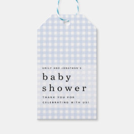 Picnic Baby Shower Names Blue Gingham Favor Geschenkanhänger