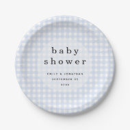 Picnic Baby Shower Names Date Blue Gingham Pappteller