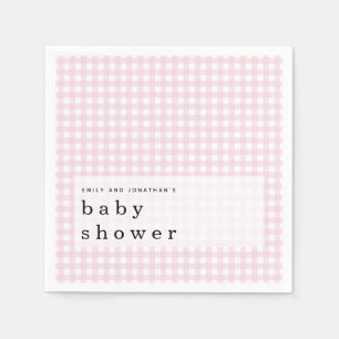 Picnic Baby Shower Names Pink Gingham Serviette