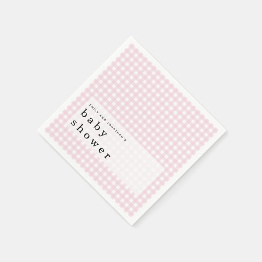 Picnic Baby Shower Names Pink Gingham Serviette (Ecke)