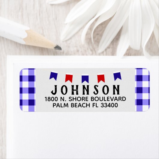 Picnic & Banner | Blue Checkered Tablecloth Summer (Insitu)