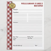 Picnic Barbecue Red Checkered Custom Rezept Page (Vorderseite)