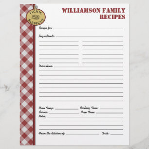 Picnic Barbecue Red Checkered Custom Rezept Page