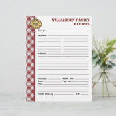 Picnic Barbecue Red Checkered Custom Rezept Page (Stehend Vorderseite)