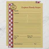 Picnic Barbecue Red Checkered Custom Rezept Page (Vorne/Hinten)