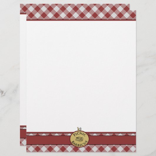 Picnic Barbecue Red Checkered Letterhead (Vorne/Hinten)