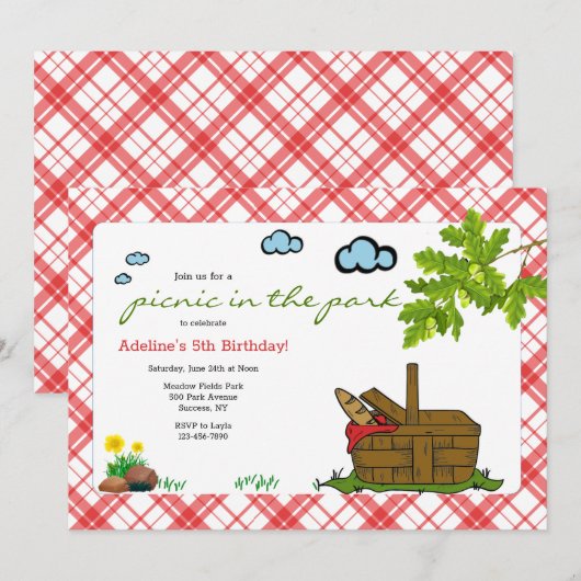 Picnic Basket Einladung (Vorne/Hinten)