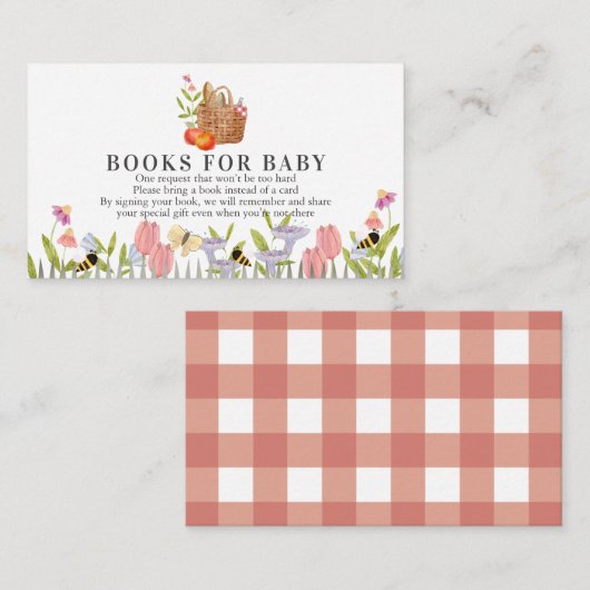 Picnic Basket Floral Baby Shooting Book Request En Begleitkarte (Vorne/Hinten)