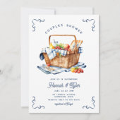 Picnic Basket Navy Blue Paares Brautparty Einladung (Vorderseite)