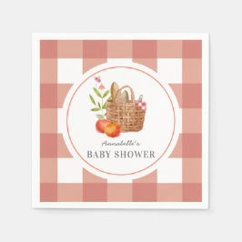 Picnic Basket Red GIngham Baby Shower Serviette