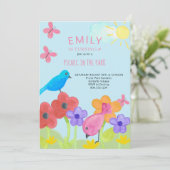 Picnic Birthday Party Farbenfrohe Kinder Garten Einladung (Stehend Vorderseite)