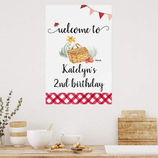 Picnic Birthday Welcome Sign Poster (Küche)