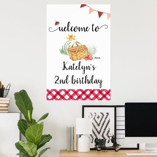 Picnic Birthday Welcome Sign Poster (Heimbüro)