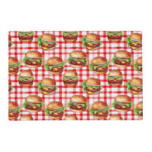 Picnic Burger Delight Retro Gingham & Cheeseburger