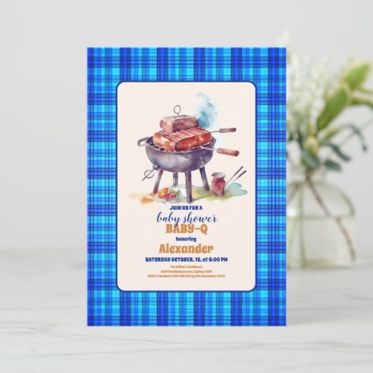 Picnic Cloth Baby Q Babydusche Einladung (Stehend Vorderseite)