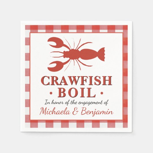 Picnic Crawfish Boil Lobster Party Verlobung Rot Serviette (Vorderseite)