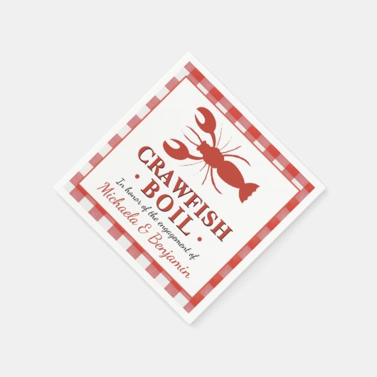 Picnic Crawfish Boil Lobster Party Verlobung Rot Serviette (Ecke)