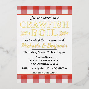 Picnic Crawfish Boil Seafood Party Verlobung Folieneinladung