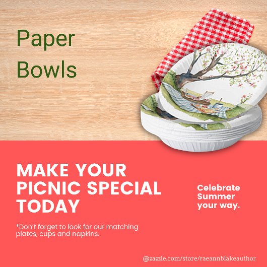 Picnic Design Round Paper Bowls Pappteller