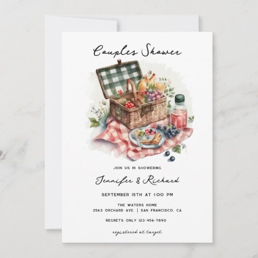 Picnic | Dusche für rustikale Paare Einladung (Vorderseite)