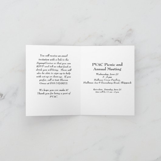 PICNIC-EINLADUNG DANKESKARTE (Innenseite)