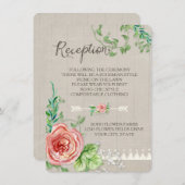 Picnic Empfang BOHO Gipskraut Rose Holz Begleitkarte (Vorne/Hinten)