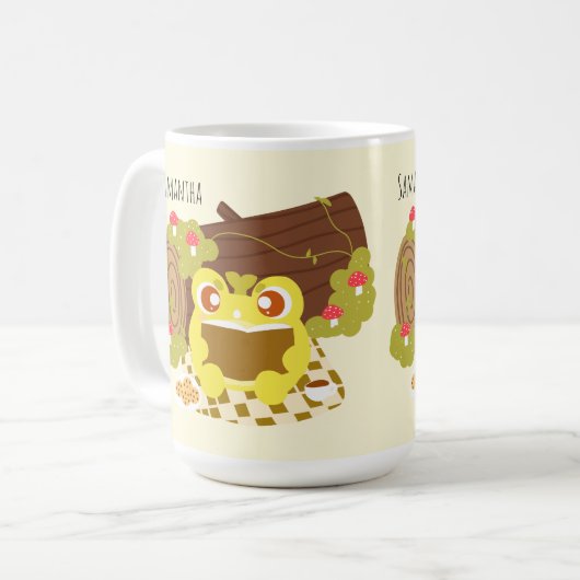 Picnic Frog liest ein Buch Kaffeetasse (Vorderseite Links)