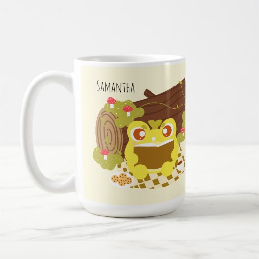 Picnic Frog liest ein Buch Kaffeetasse (Links)