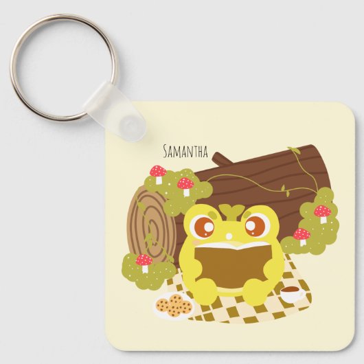 Picnic Frog liest ein Buch Schlüsselanhänger (Vorderseite)