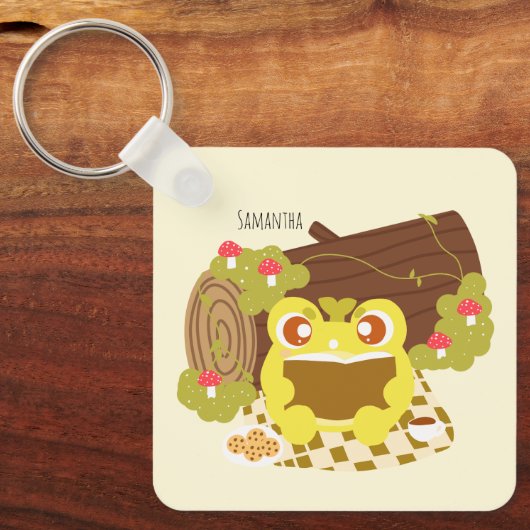 Picnic Frog liest ein Buch Schlüsselanhänger (Vorderseite)