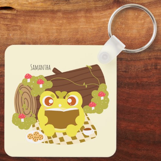 Picnic Frog liest ein Buch Schlüsselanhänger (Rückseite)