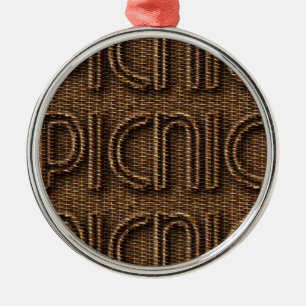 Picnic Funny Wicker Style Typografie Brown Ornament Aus Metall
