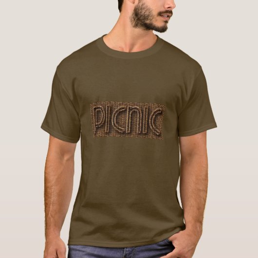 Picnic Funny Wicker Style Typografie Brown T-Shirt (Vorderseite)