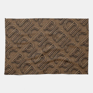 Picnic Funny Wicker Style Typography Brown Geschirrtuch